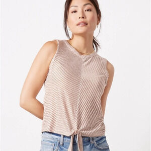 Evereve | Linen-Blend Riley Tie Front Tank (M)